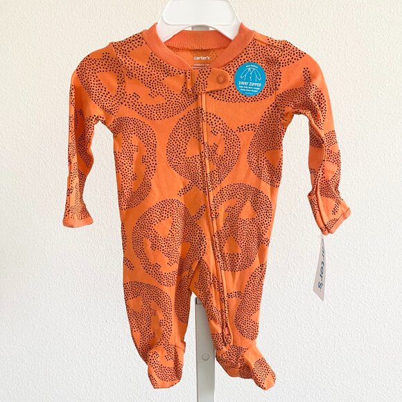 Carters Baby Boys Baby Girls Halloween Jack-O'-Lantern Pumpkin Sleeper 3M 6M - Picture 2 of 5